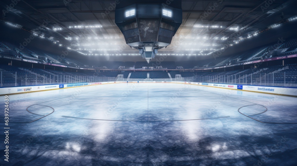 Poster ice hockey arena empty field created with generative ai