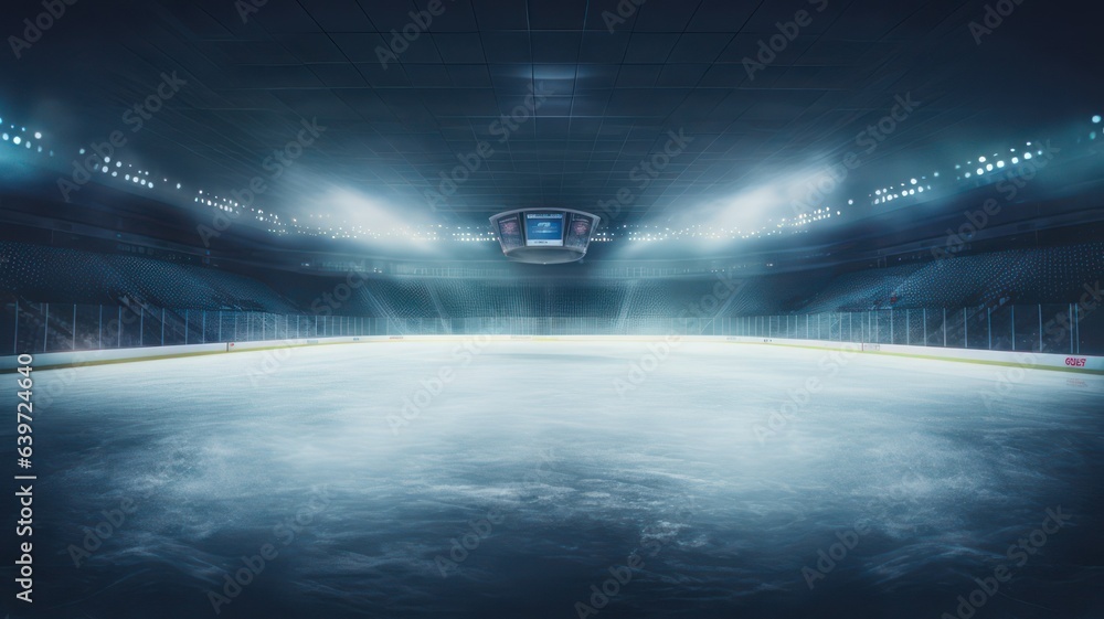 Poster ice hockey arena empty field created with generative ai