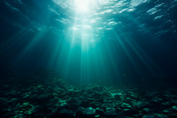 Fototapeta na wymiar Inside the ocean, dark side of the ocean, mystic water in the ocean