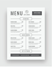Simple Food Menu, Restaurant cafe, Vector Template, Fast food, Flyer Design, Clean