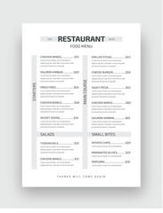 Restaurant Menu, Food Menu Flyer, Classy Restaurant Menu Template, Fast food, Flyer Design, Modern