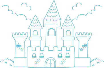 castle coloring page for kids outline