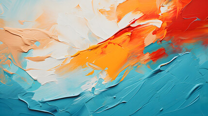 painting of a blue and orange painting with a white background Generative AI