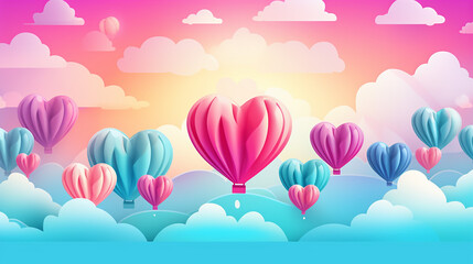 Fototapeta na wymiar colorful balloon in the sky with a heart shaped balloon
