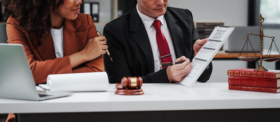 Law firm jobs, lawyer specialist, Business and Bankruptcy Lawyer discussing talking at meeting,...