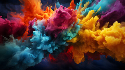 a close up of a colorful cloud of smoke in the air Generative AI