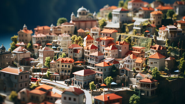 a close up of a small town with a lot of buildings Generative AI