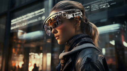 there is a woman wearing a pair of glasses on her head Generative AI
