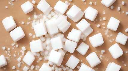 角砂糖、白砂糖、背景｜Cube sugar, white sugar, background. Generative AI