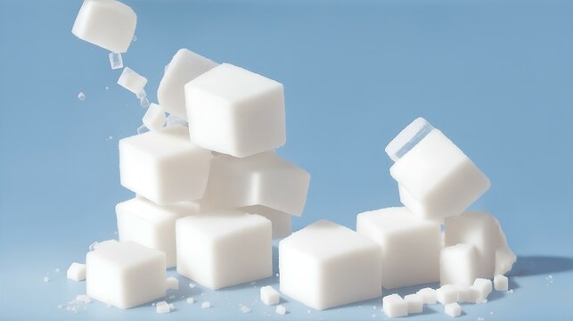 角砂糖、白砂糖、背景｜Cube sugar, white sugar, background. Generative AI