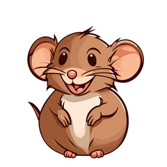 a cute little mouse on a white background with a happy face