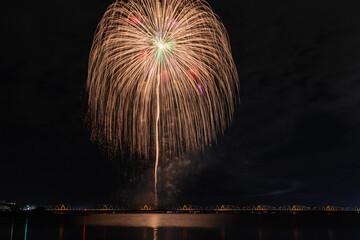 夏の夜空に咲く大輪の花火