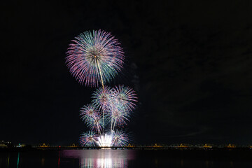 夏の夜空に咲く大輪の花火