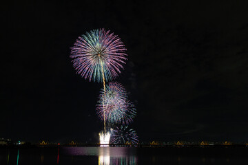 夏の夜空に咲く大輪の花火