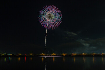 夏の夜空に咲く大輪の花火