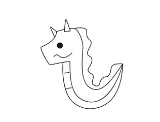 シンプルな龍のイラスト　線画バージョン