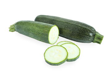 Fresh zucchini on white background. Organic marrow zucchini vegetables with clipping path.