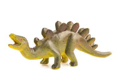 Plastic dinosaur toy on white background. Dinosaur figure plastic toy for young kid, monster model,...