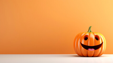 Jack o Lantern character isolated on white background with copy space, 3D rendering