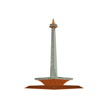 Indonesian element icon map and landmarks symbols and objects