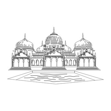 Indonesian element icon map and landmarks symbols and objects