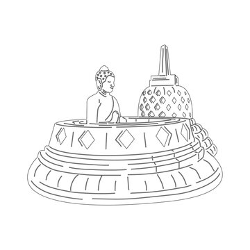 Indonesian element icon map and landmarks symbols and objects