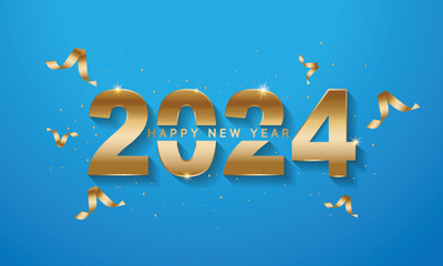 Fototapeta premium 2024 Happy New Year Background Design. Greeting Card, Banner, Poster. Vector Illustration.