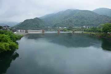 Papier Peint photo autocollant Le pont Kintai 錦川と錦帯橋