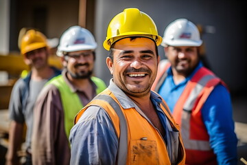 group of cheerful professional construction manager and workers