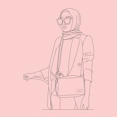 Beautiful Girl Line art Design