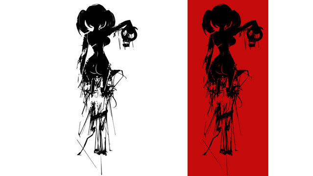 silhouette of a devilish girl