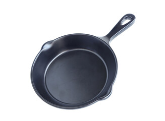 Empty cast iron pan isolated on white background with clipping path. black cast iron skillet