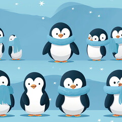 Obraz premium seamless Cartoon character of penguin