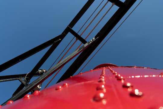 Macro shot of side of lighthouse on the pier at Grand Haven State Park in Grand Haven, Michigan, western Michigan, Lake Michigan, Great Lakes