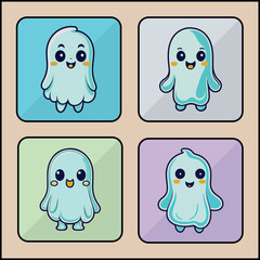 Ghost vector icon art set