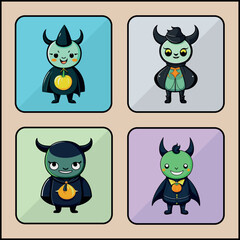 Headless Horseman vector icon art set