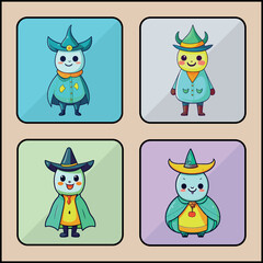 Headless Horseman vector icon art set