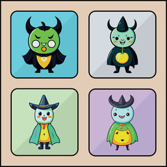 Headless Horseman vector icon art set