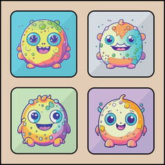 Monster vector icon art set