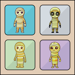 Mummy vector icon art set