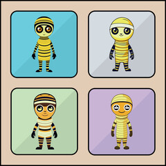 Mummy vector icon art set