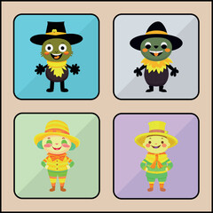 Scarecrow vector icon art set