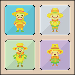 Scarecrow vector icon art set