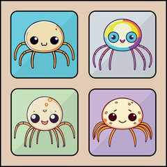 Spider vector icon art set