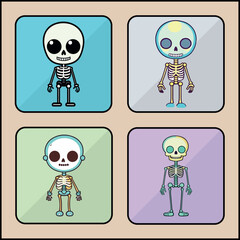 Skeleton vector icon art set