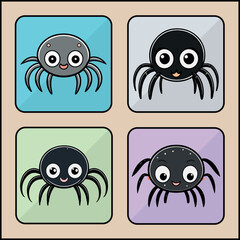 Spider vector icon art set