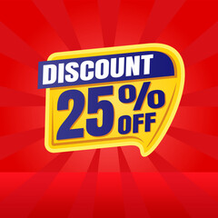 25 percent discount banner for sales