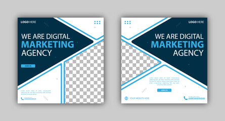 Set of Editable square business web banner design template. Suitable for social media post, instagram story and web ads. Vector illustration with Space to add pictures minimal and modern design.