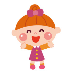 万歳をする女の子のイラスト