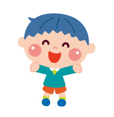 万歳をする男の子のイラスト